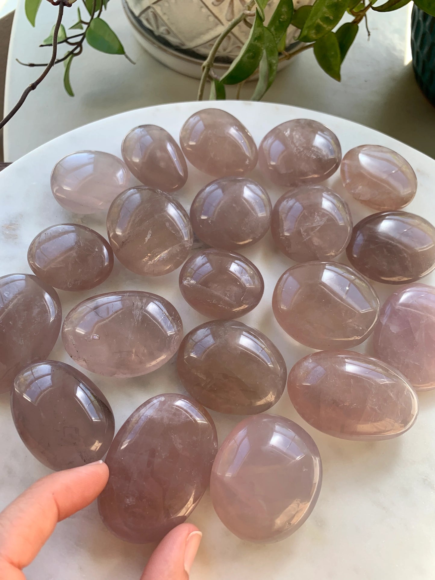 Lavender Rose Quartz Palm Stone