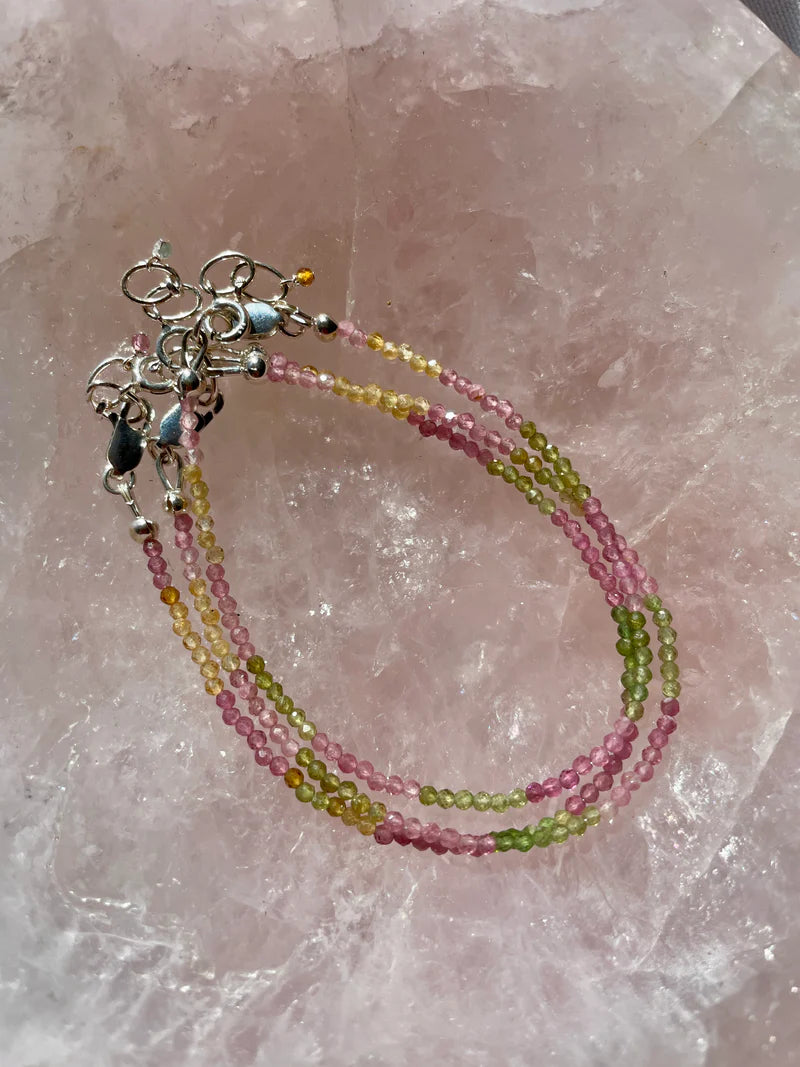 Multicolored Tourmaline And Sterling Silver Bracelet
