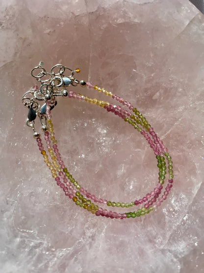 Multicolored Tourmaline And Sterling Silver Bracelet