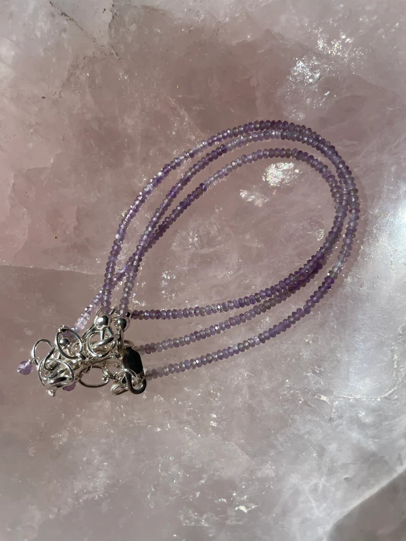 Small Amethyst And Sterling Silver Bracelet