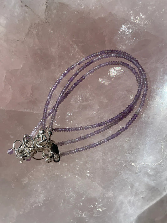 Small Amethyst And Sterling Silver Bracelet