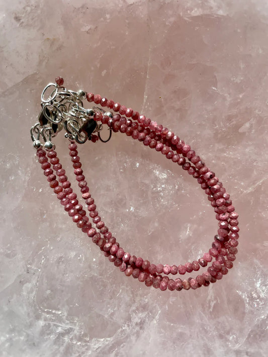 Sterling Silver And Rhodochrosite Bracelet