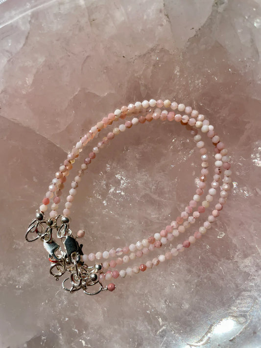 Sterling Silver Pink Opal Bracelet