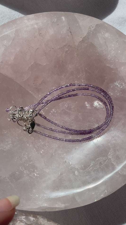 Small Amethyst And Sterling Silver Bracelet