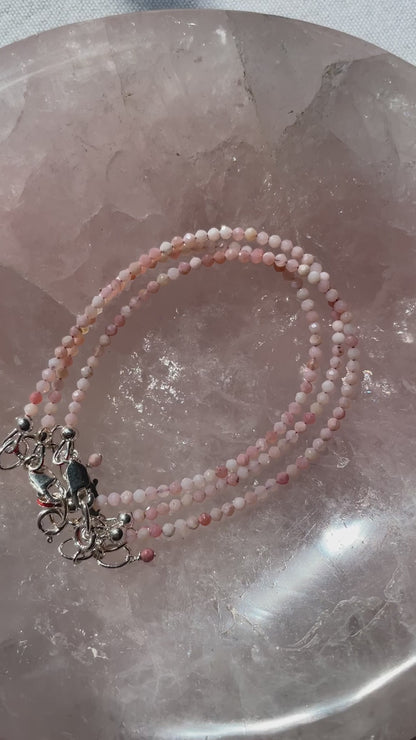 Sterling Silver Pink Opal Bracelet