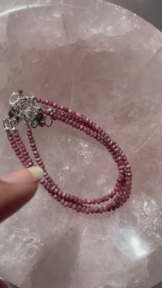 Sterling Silver And Rhodochrosite Bracelet